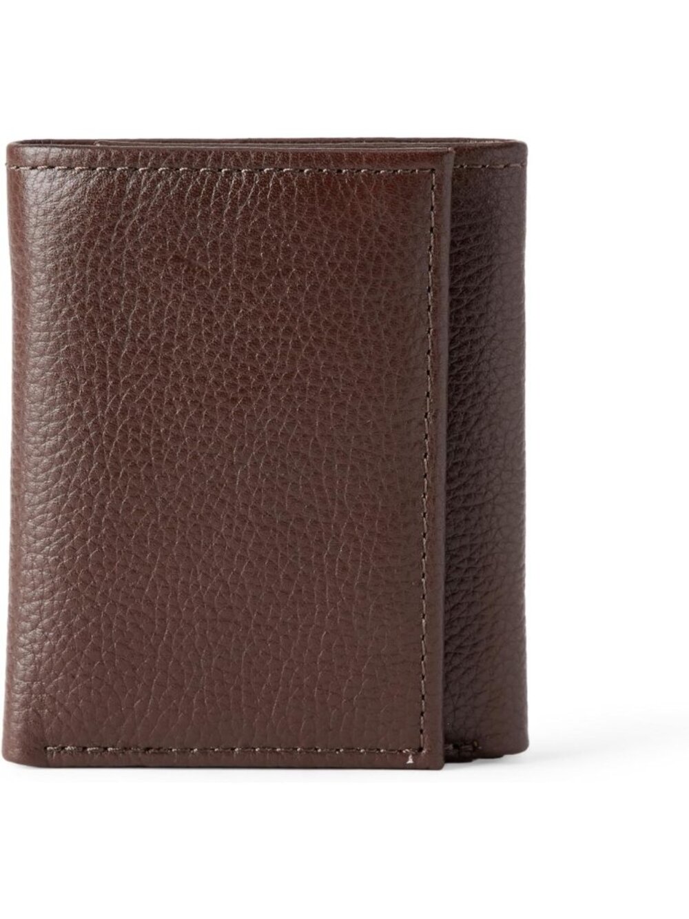 Men's Pebbled Full Grain Leather Trifold Wallet - Dark Brown, Stylish & Durable